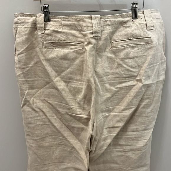 Charter Club Linen Trousers Pants Cropped Classic Fit Size 16 Tan Wide Leg - Picture 5 of 7